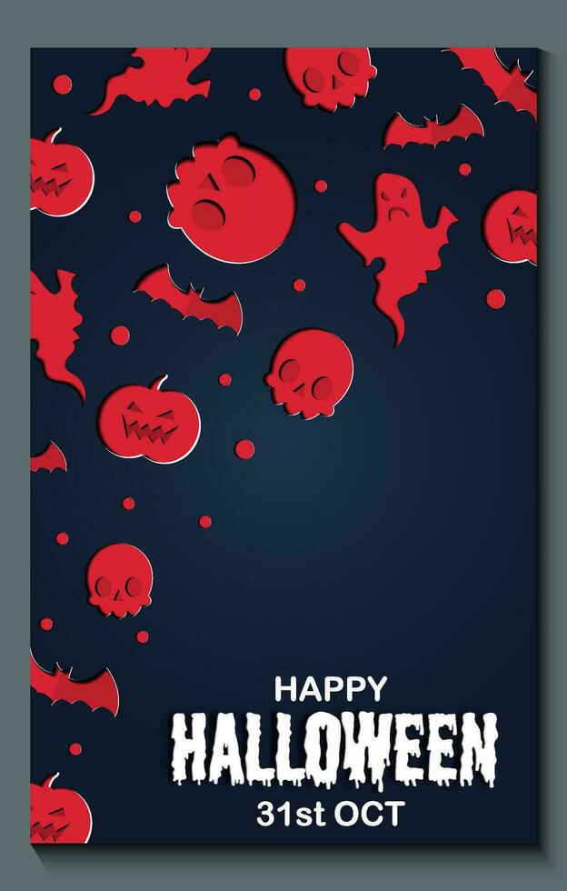 Happy Halloween party posters or brochure background in paper cut style. vector