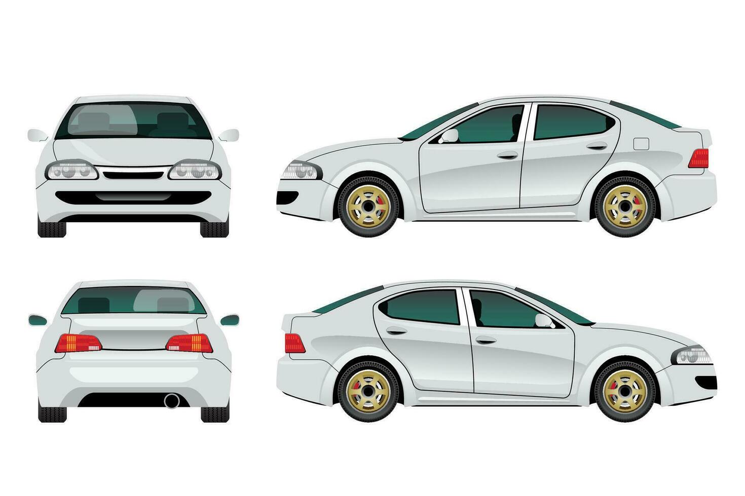 White Sedan Car Template vector