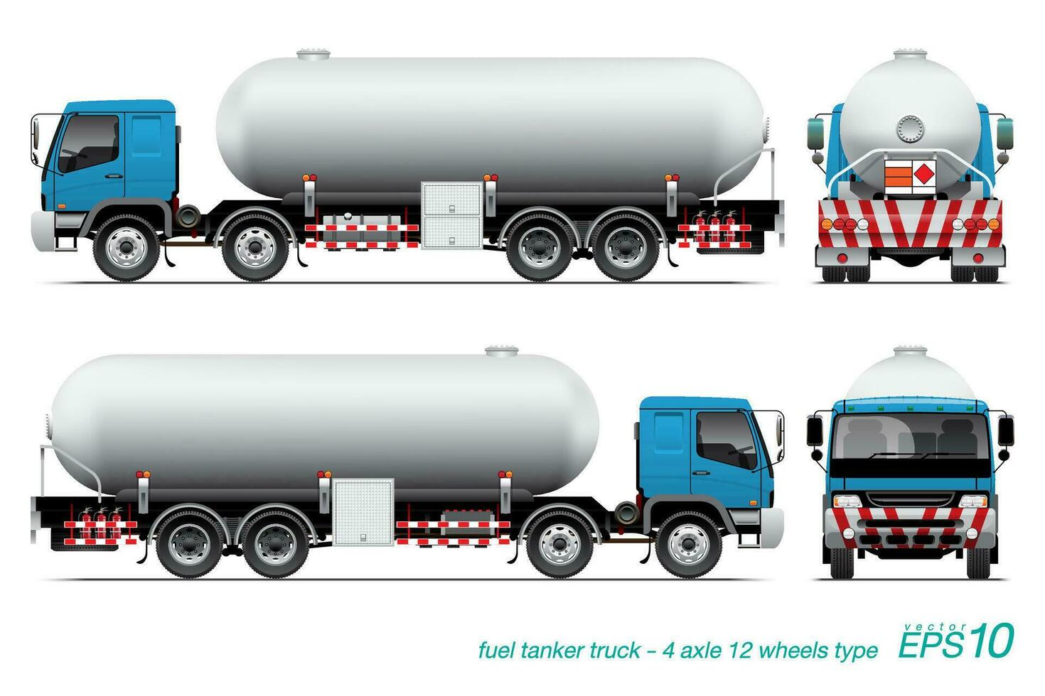 Fuel Tanker Truck 12 Wheels Template vector