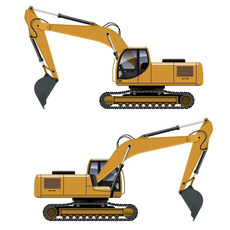 Yellow Excavator Tractor vector