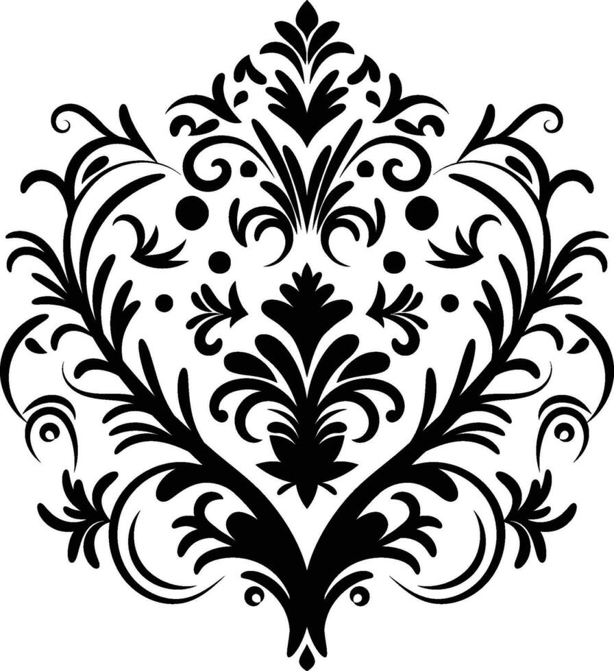 Vintage damask baroque ornament with floral retro antique style. Isolated element for wedding decoration. vector