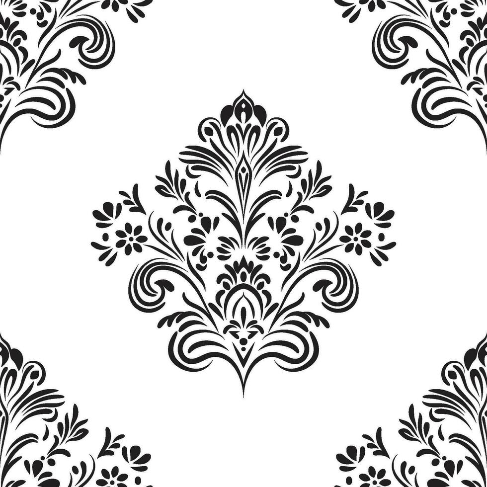 Damask floral motif tile pattern. Luxury tile isolated element. vector
