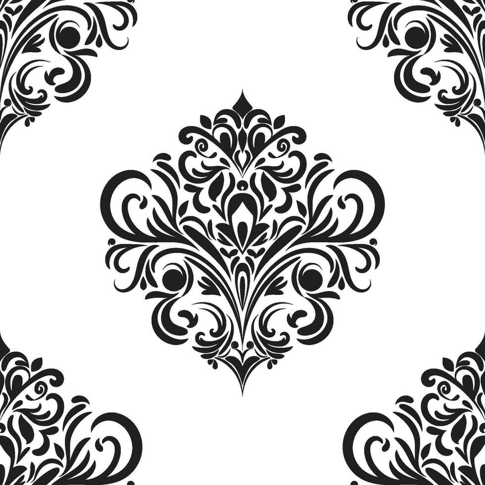 Damask floral motif tile pattern. Luxury tile isolated element. vector