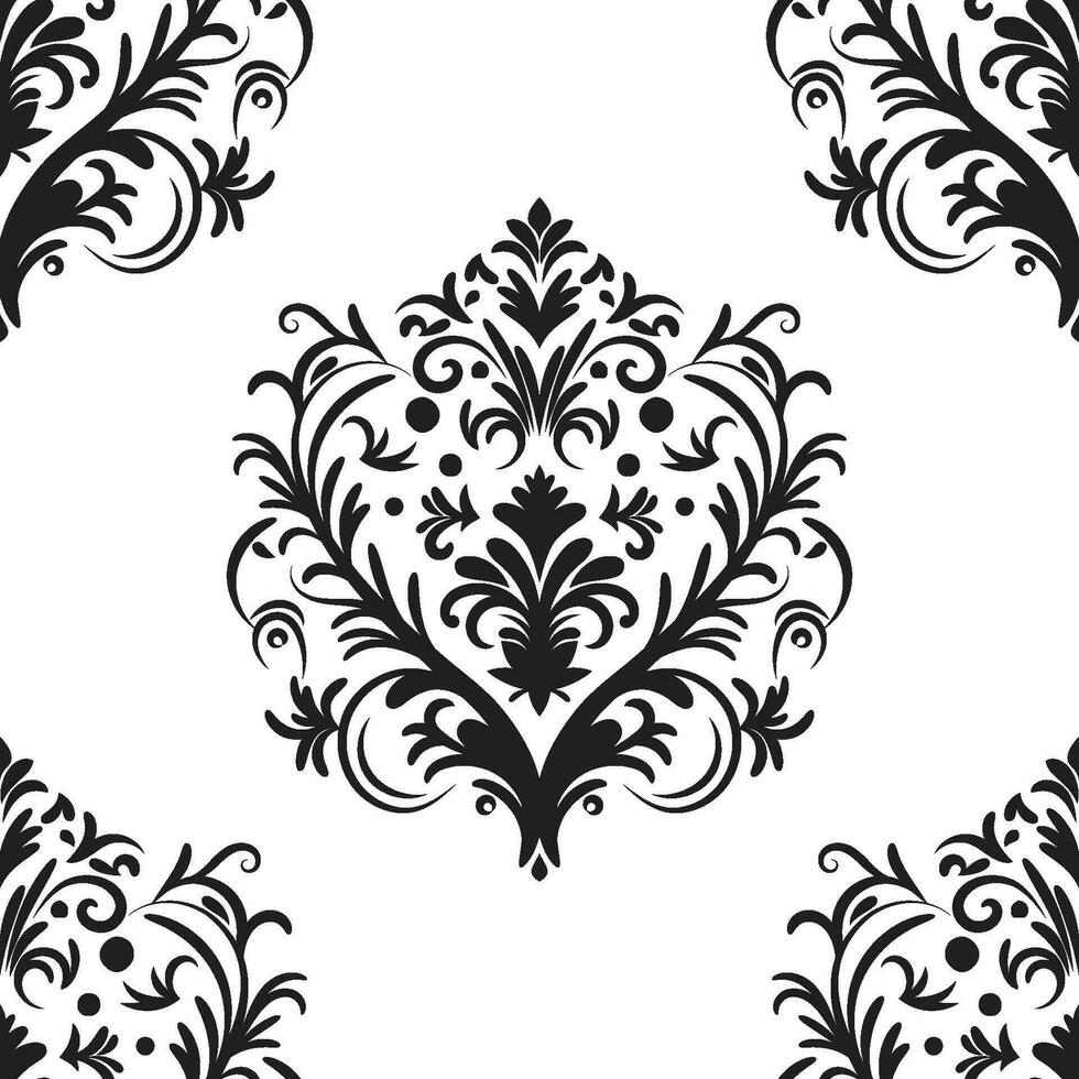 Damask floral motif tile pattern. Luxury tile isolated element. vector