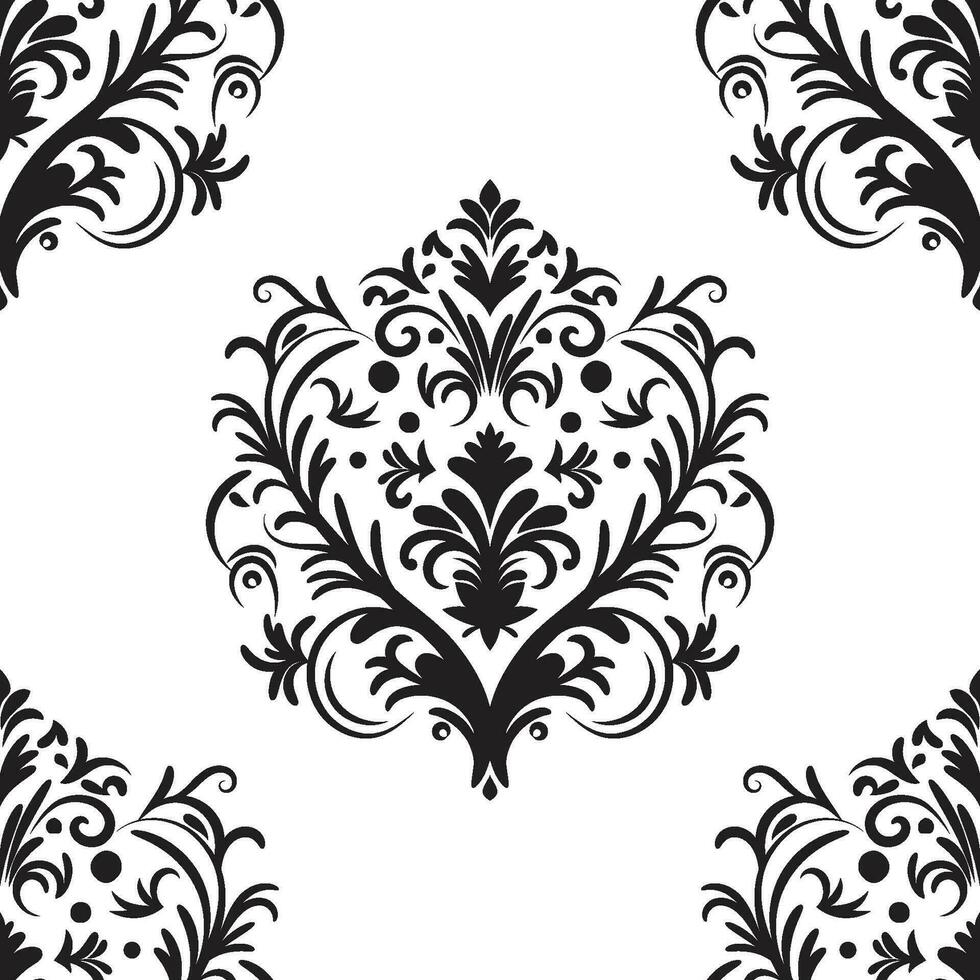 Damask floral motif tile pattern. Luxury tile isolated element. vector