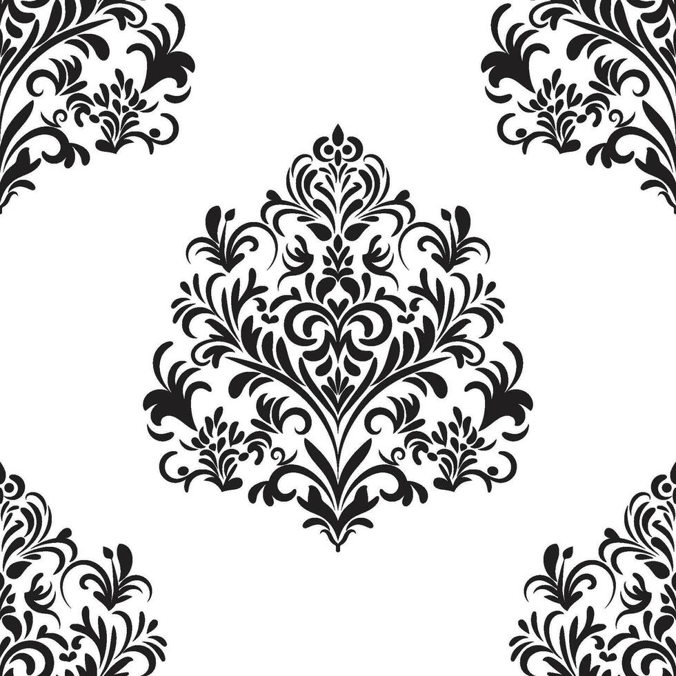 Damask floral motif tile pattern. Luxury tile isolated element. vector