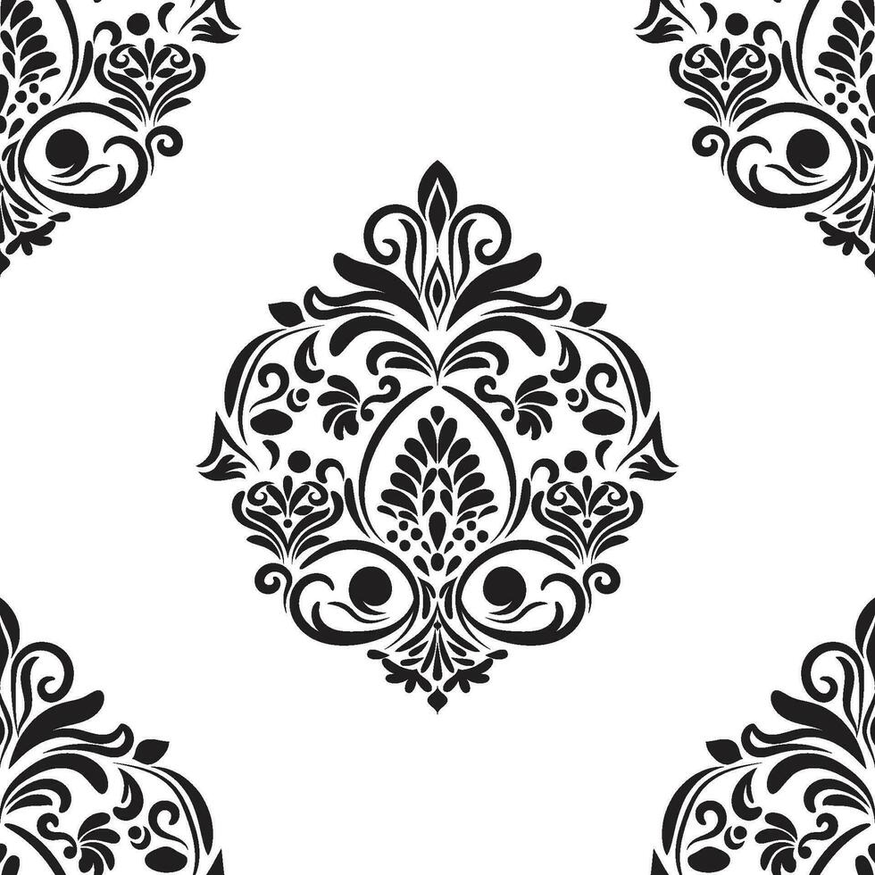 Damask floral motif tile pattern. Luxury tile isolated element. vector