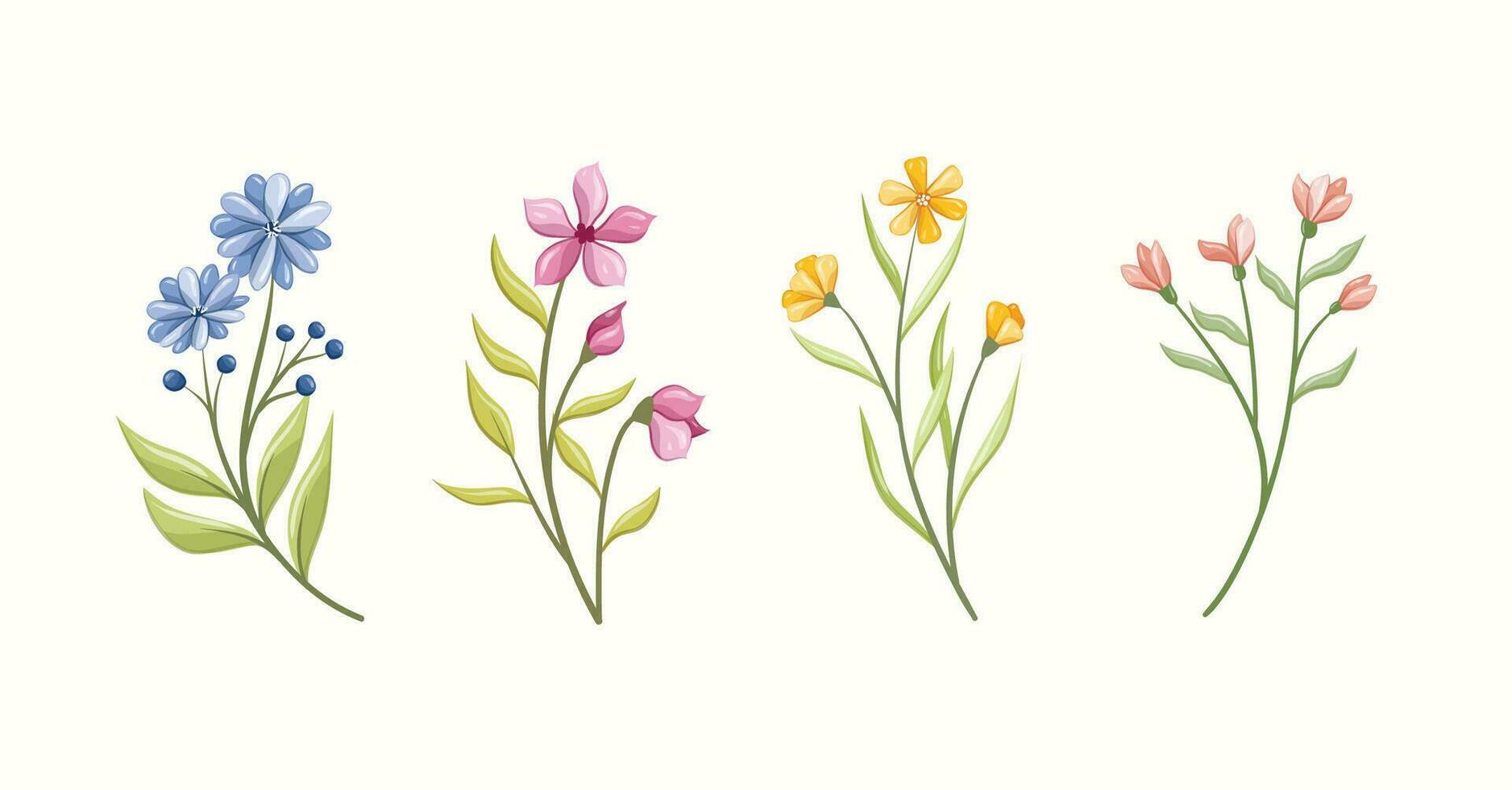 flowers and leaves collection vector