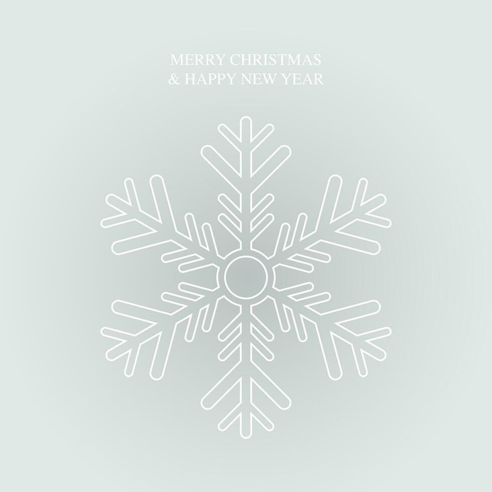 Merry Christmas and Happy New Year with snowflake minimal style greeting card template. vector