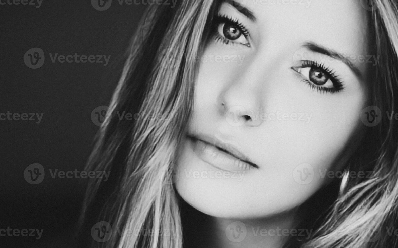 Romantic model look and aesthetic beauty face closeup. Beautiful woman ...