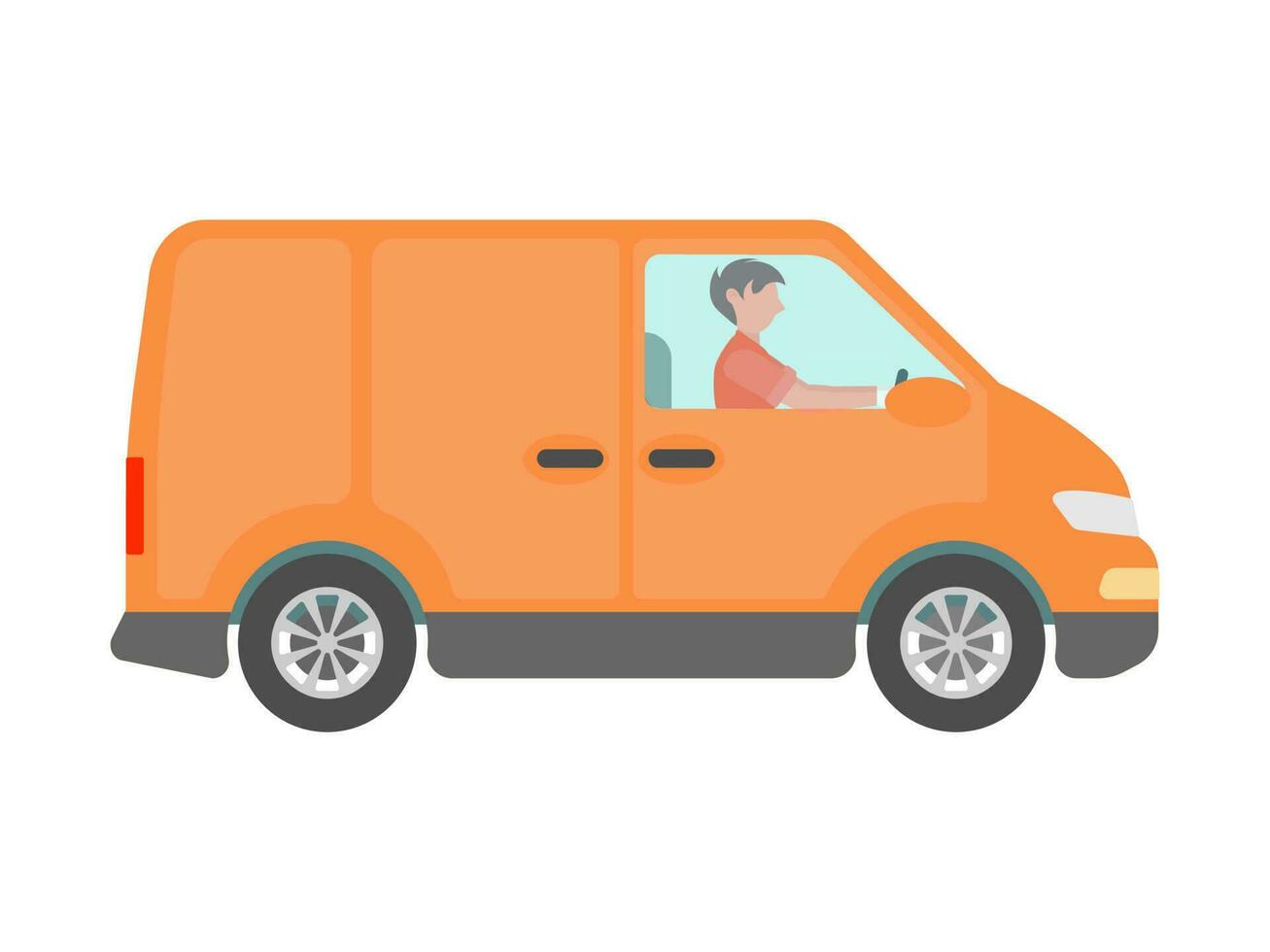 Driver is driving the car. Concept for fast and safe delivery. Vector illustration.