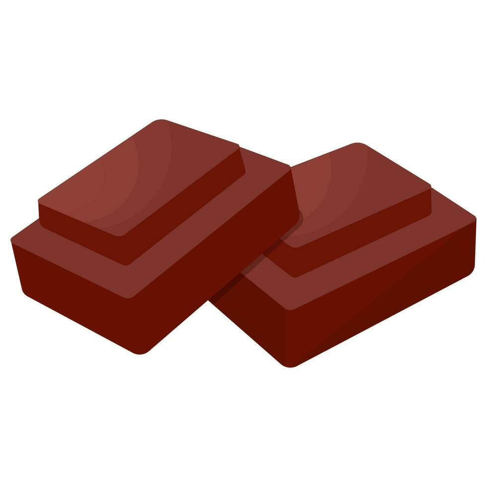 Two pieces of chocolate, two chocolate candies vector illustration