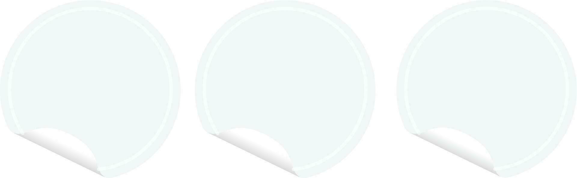 Transparent circle sticker Vector set of round adhesive stickers with folded edges