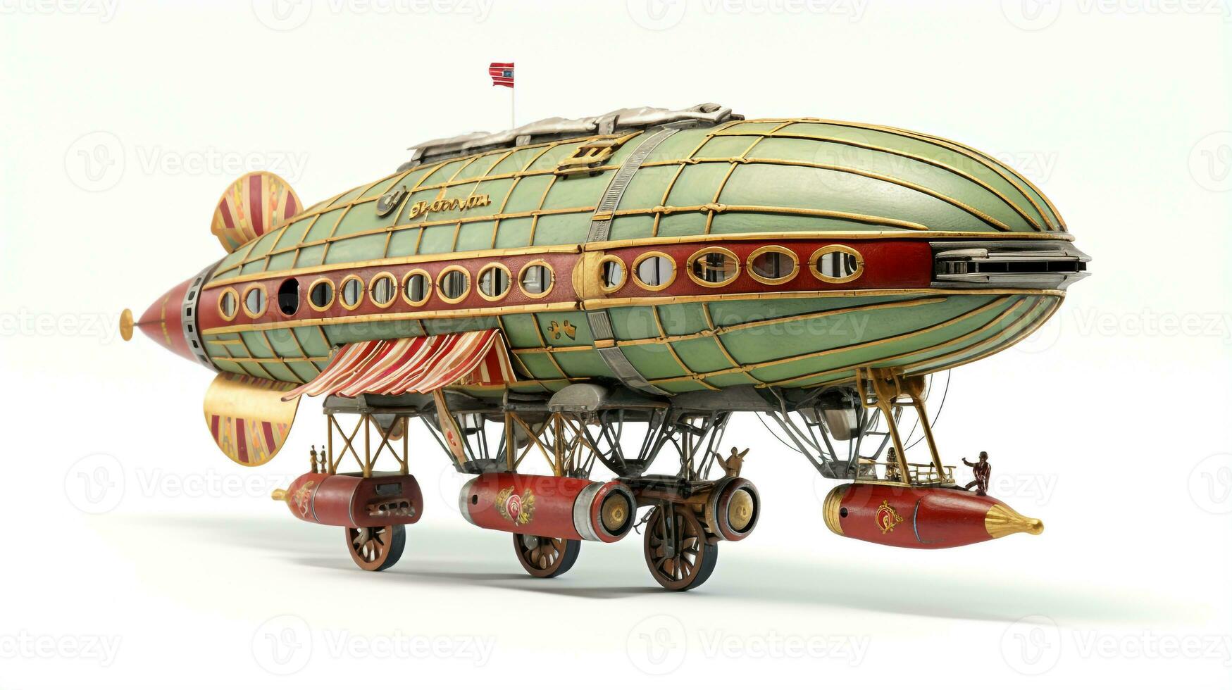 Displaying a 3D miniature Zeppelin. Generative AI photo