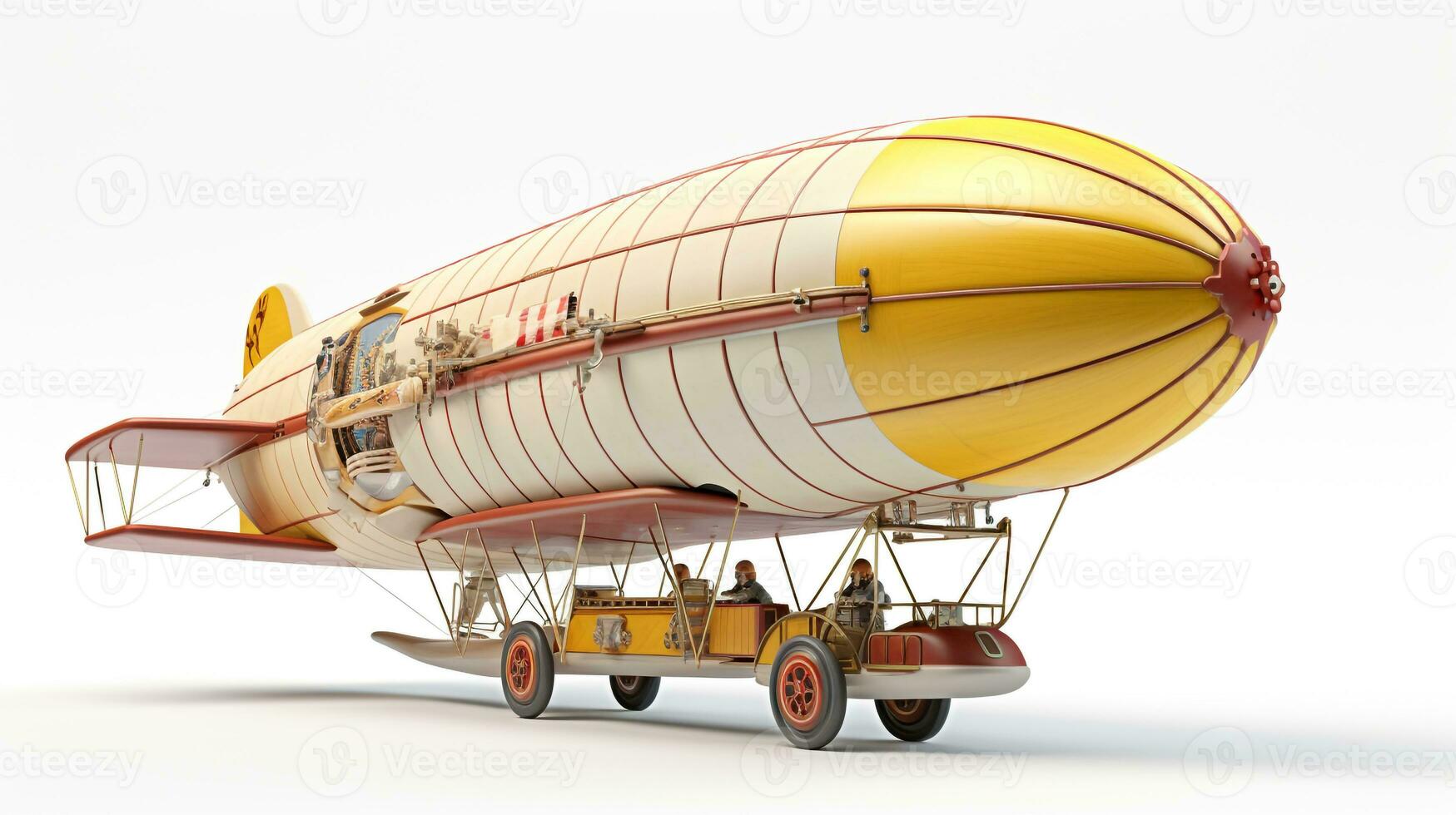 Displaying a 3D miniature Zeppelin. Generative AI photo