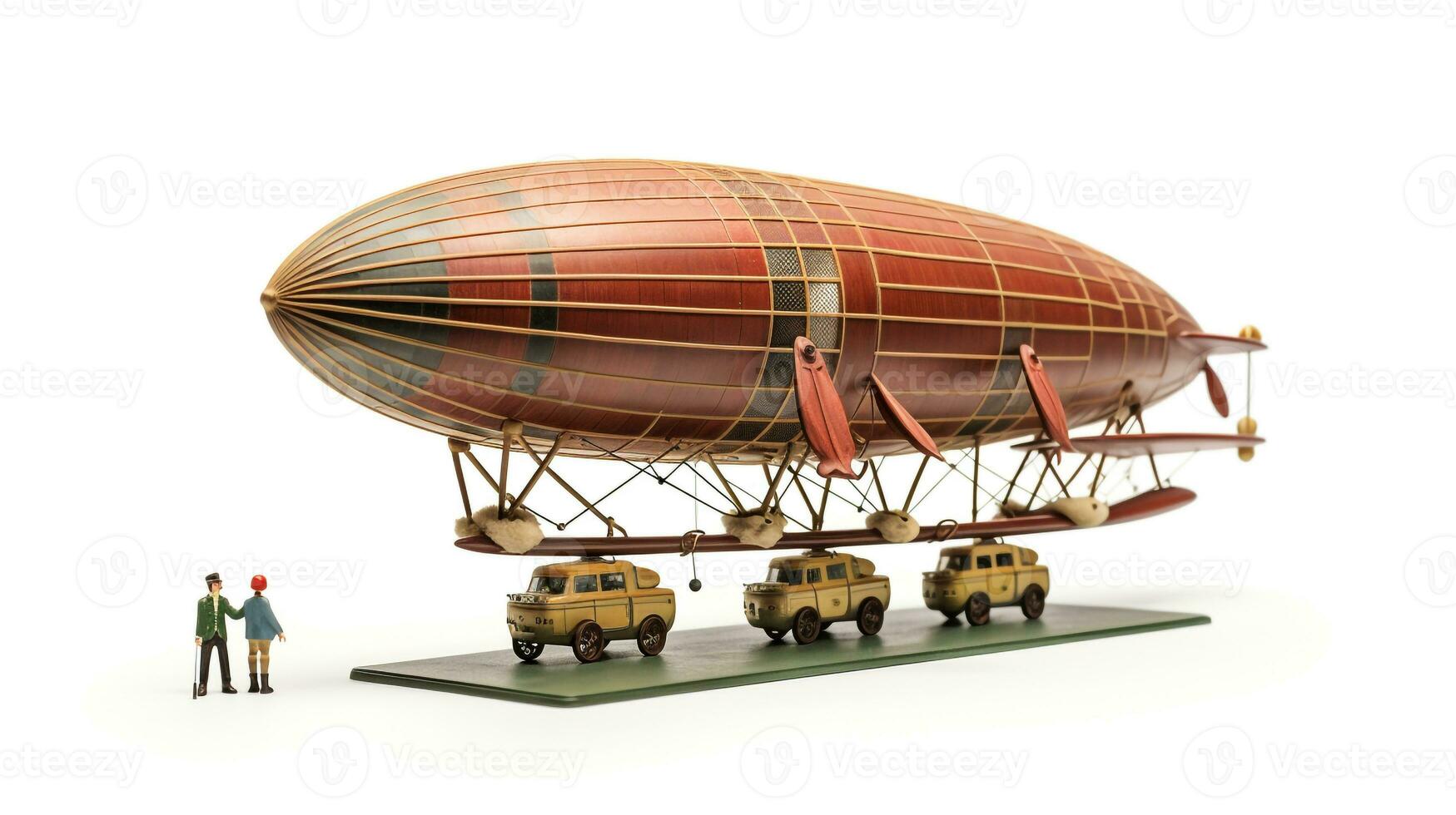Displaying a 3D miniature Zeppelin. Generative AI photo