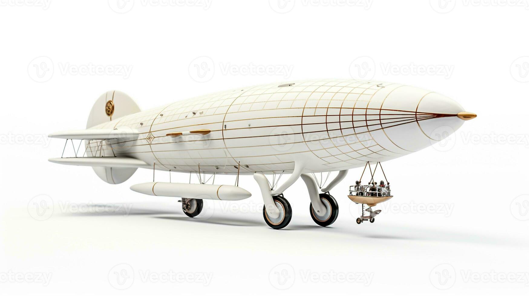 Displaying a 3D miniature Zeppelin. Generative AI photo