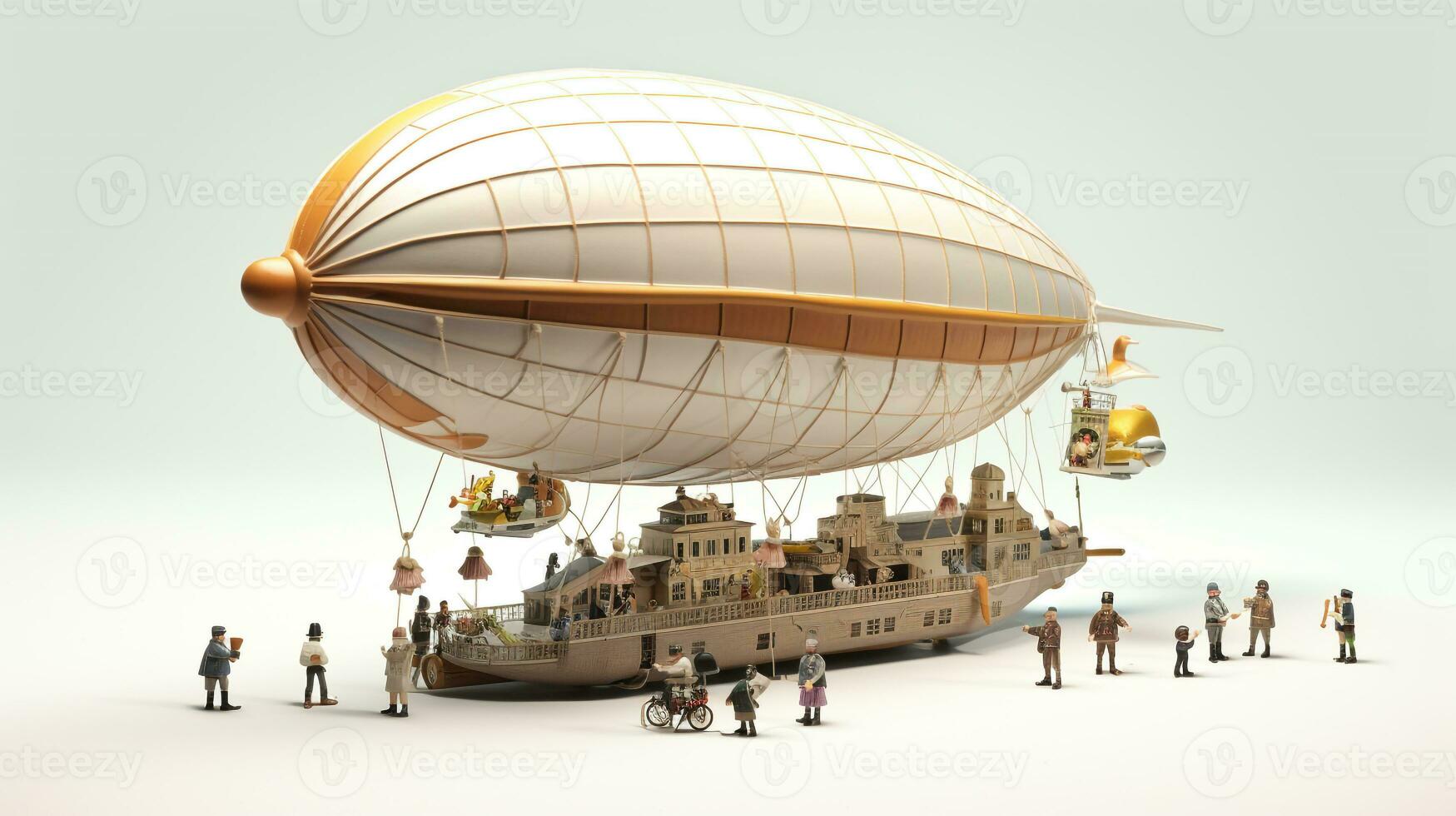 Displaying a 3D miniature Zeppelin. Generative AI photo