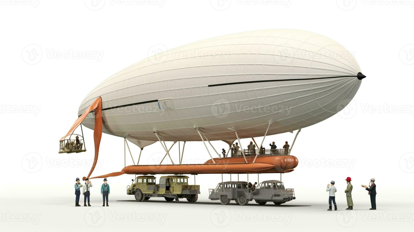 Displaying a 3D miniature Zeppelin. Generative AI photo