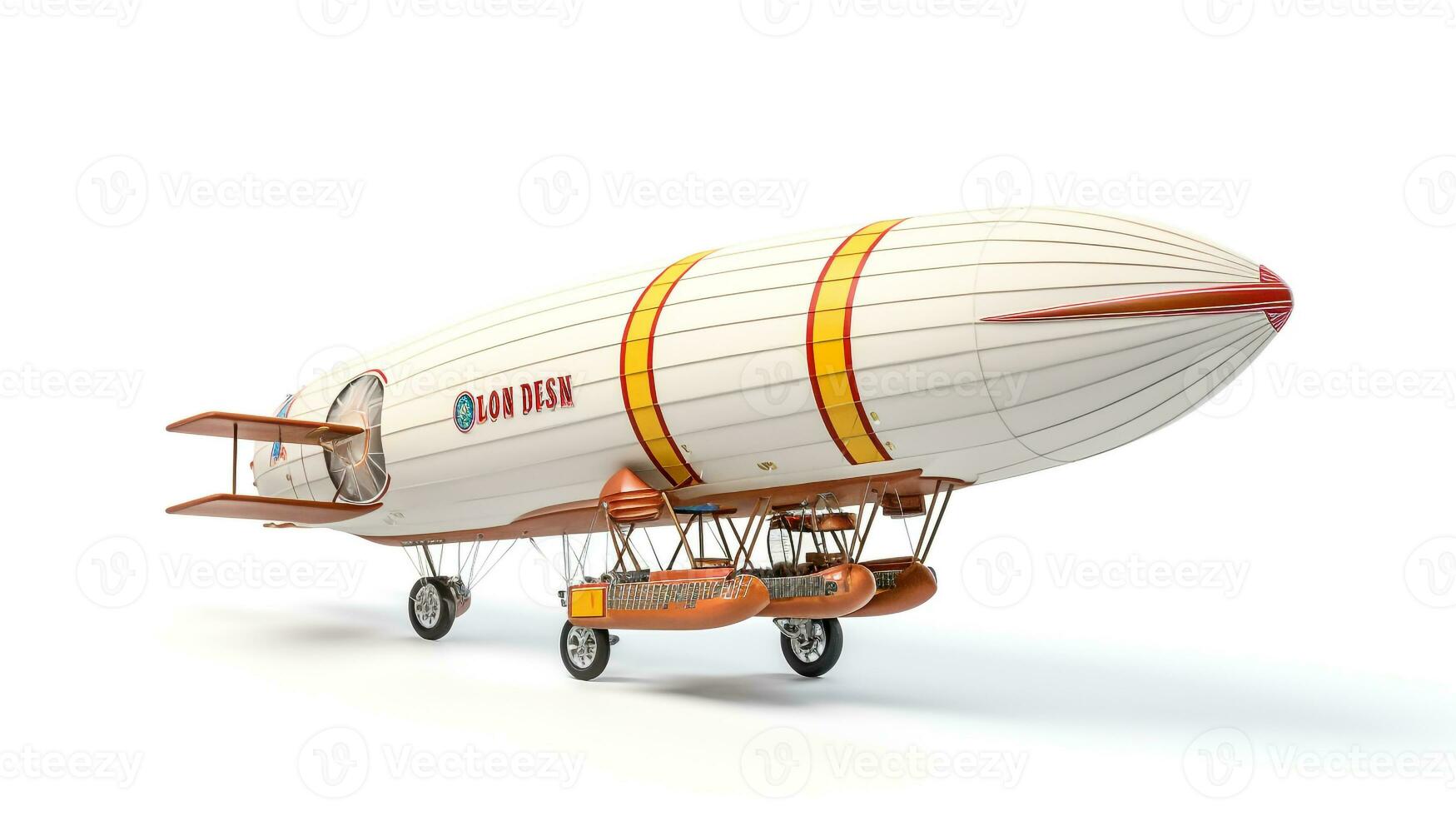 Displaying a 3D miniature Zeppelin. Generative AI photo
