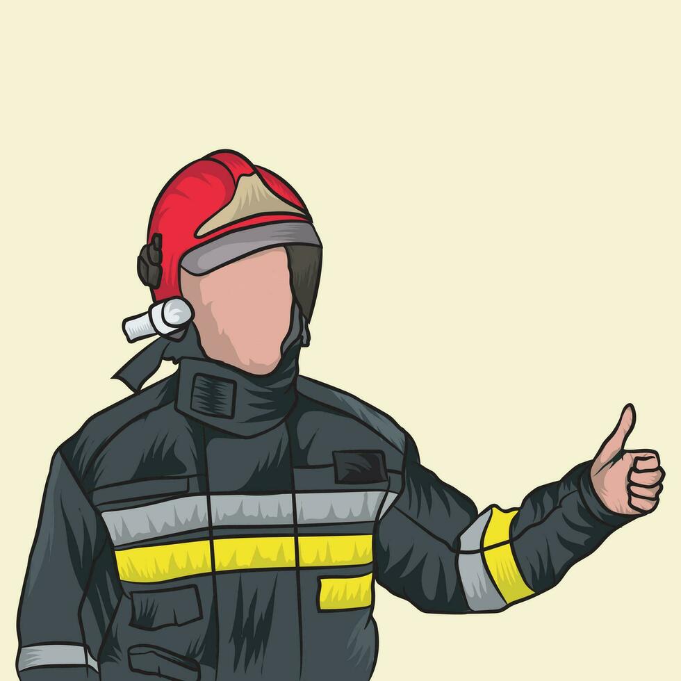 Firefighter Vector Graphic Drawing