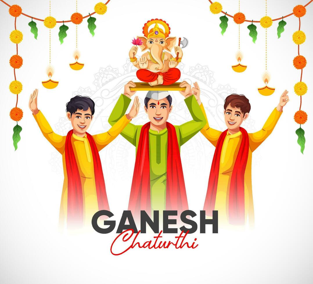 Lord Ganesh Utsav Ganesh Chaturthi, celebration banner design template vector