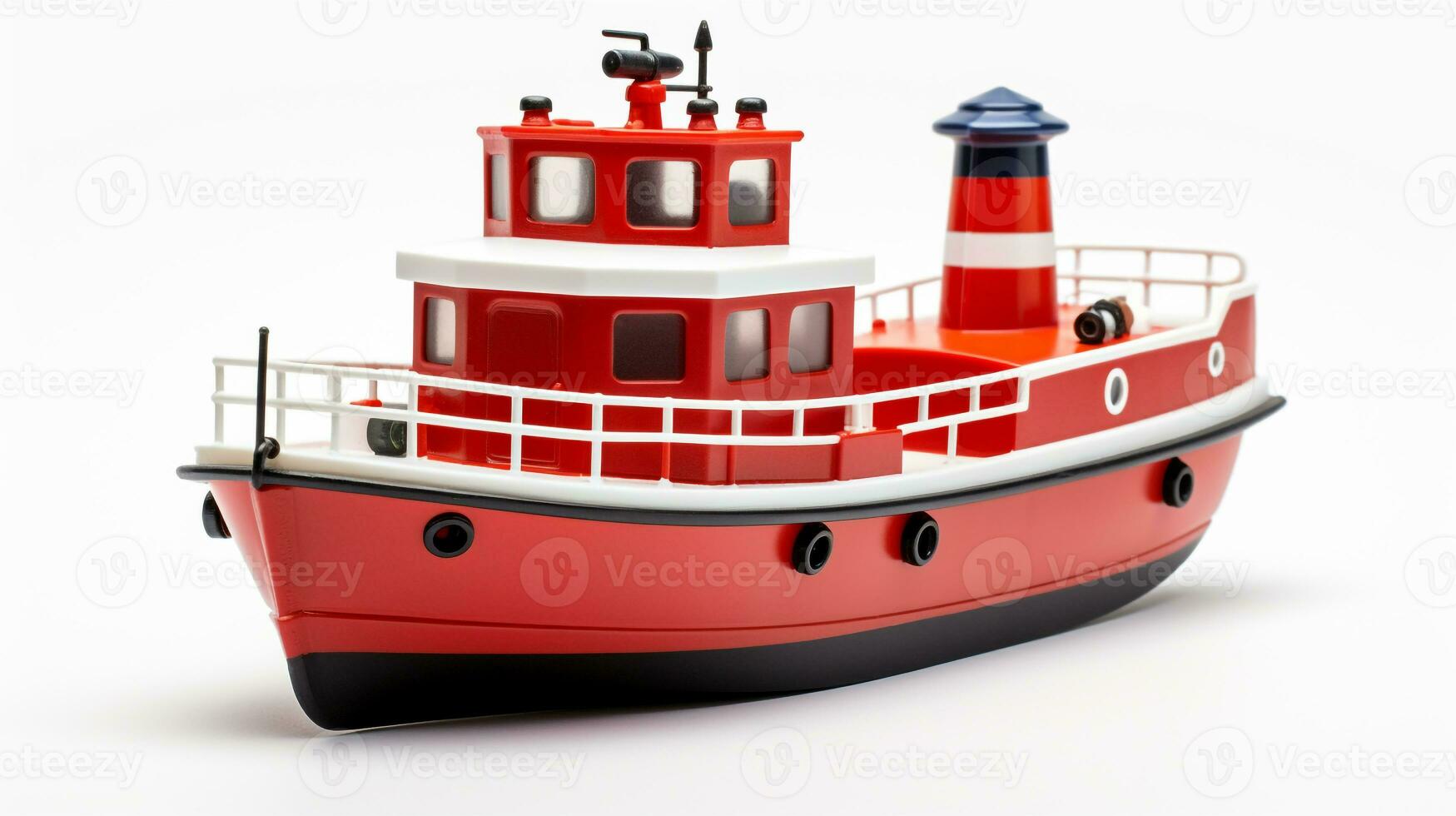 Displaying a 3D miniature Tugboat. Generative AI photo