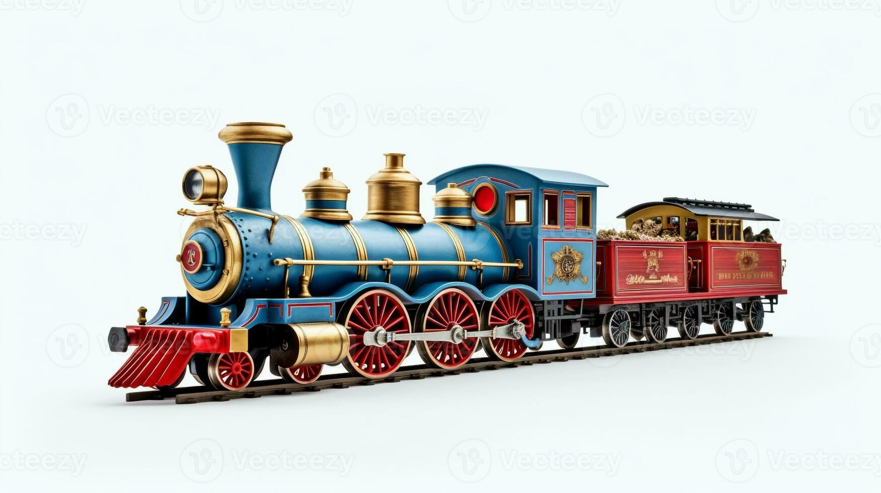 Displaying a 3D miniature Train. Generative AI photo