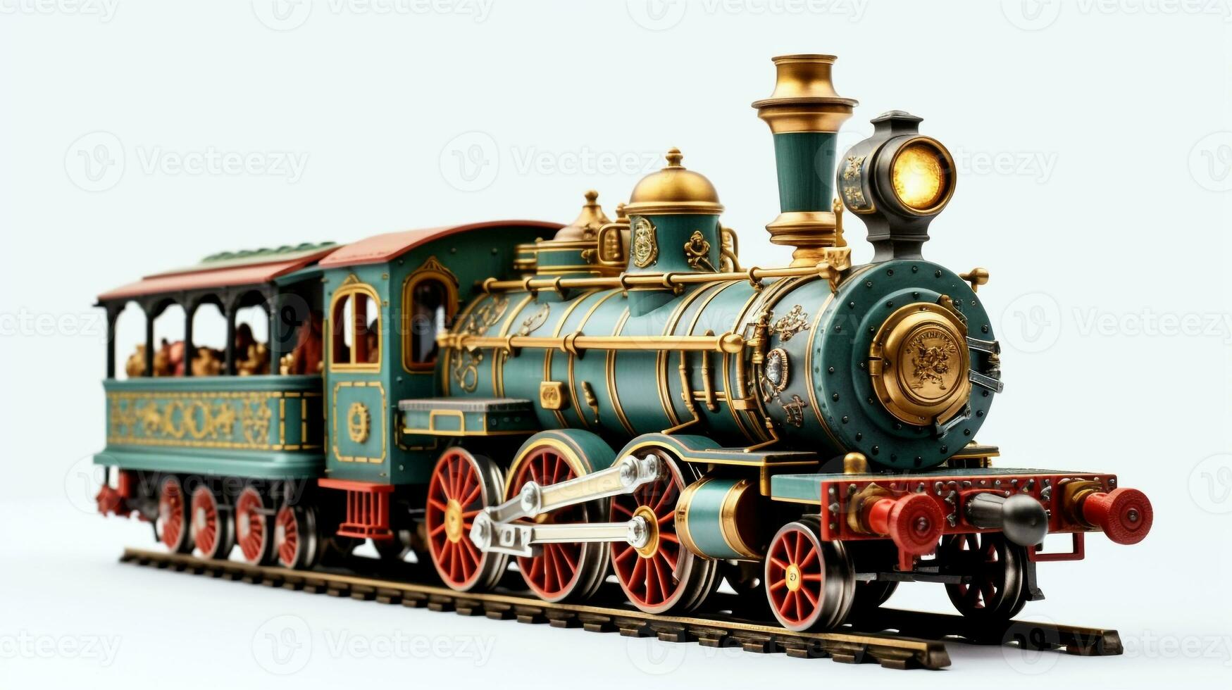 Displaying a 3D miniature Train. Generative AI photo