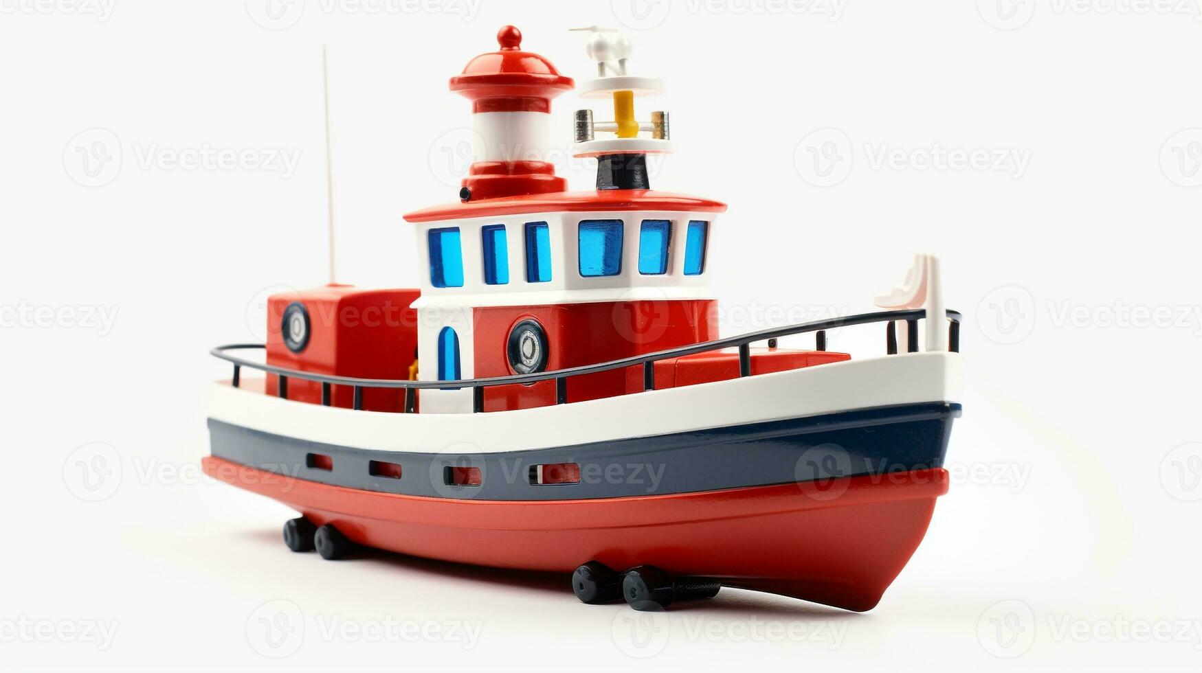 Displaying a 3D miniature Tugboat. Generative AI photo