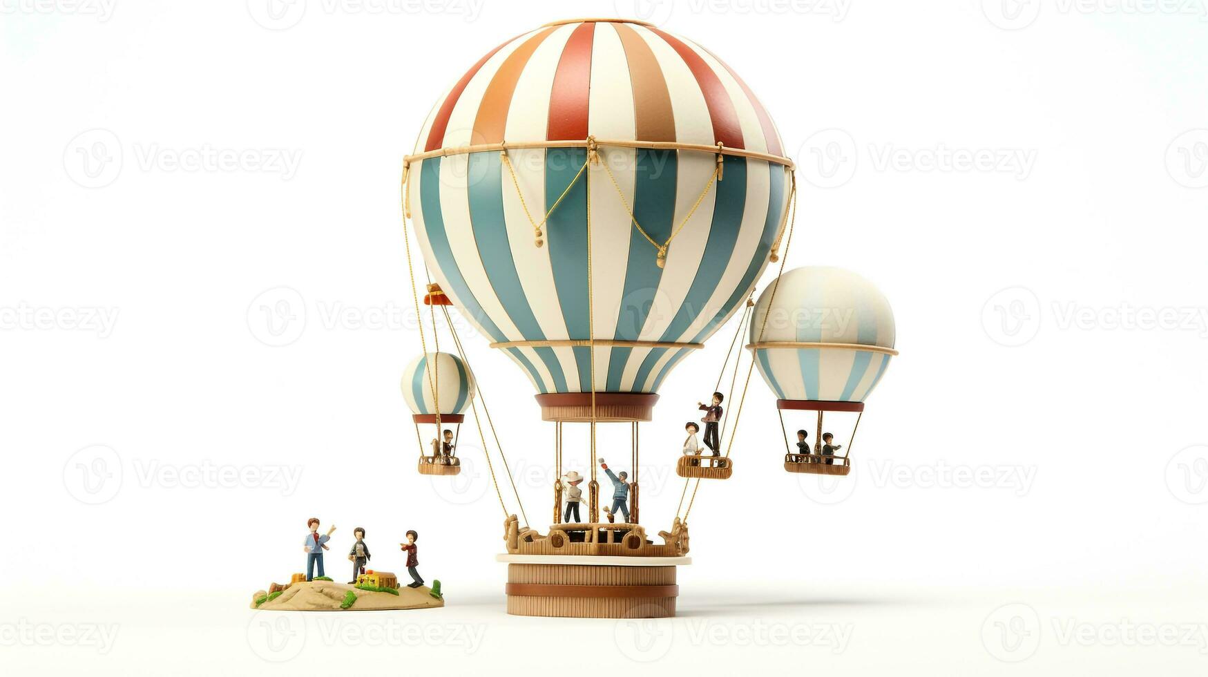 Displaying a 3D miniature Traditional Hot Air Balloon. Generative AI photo