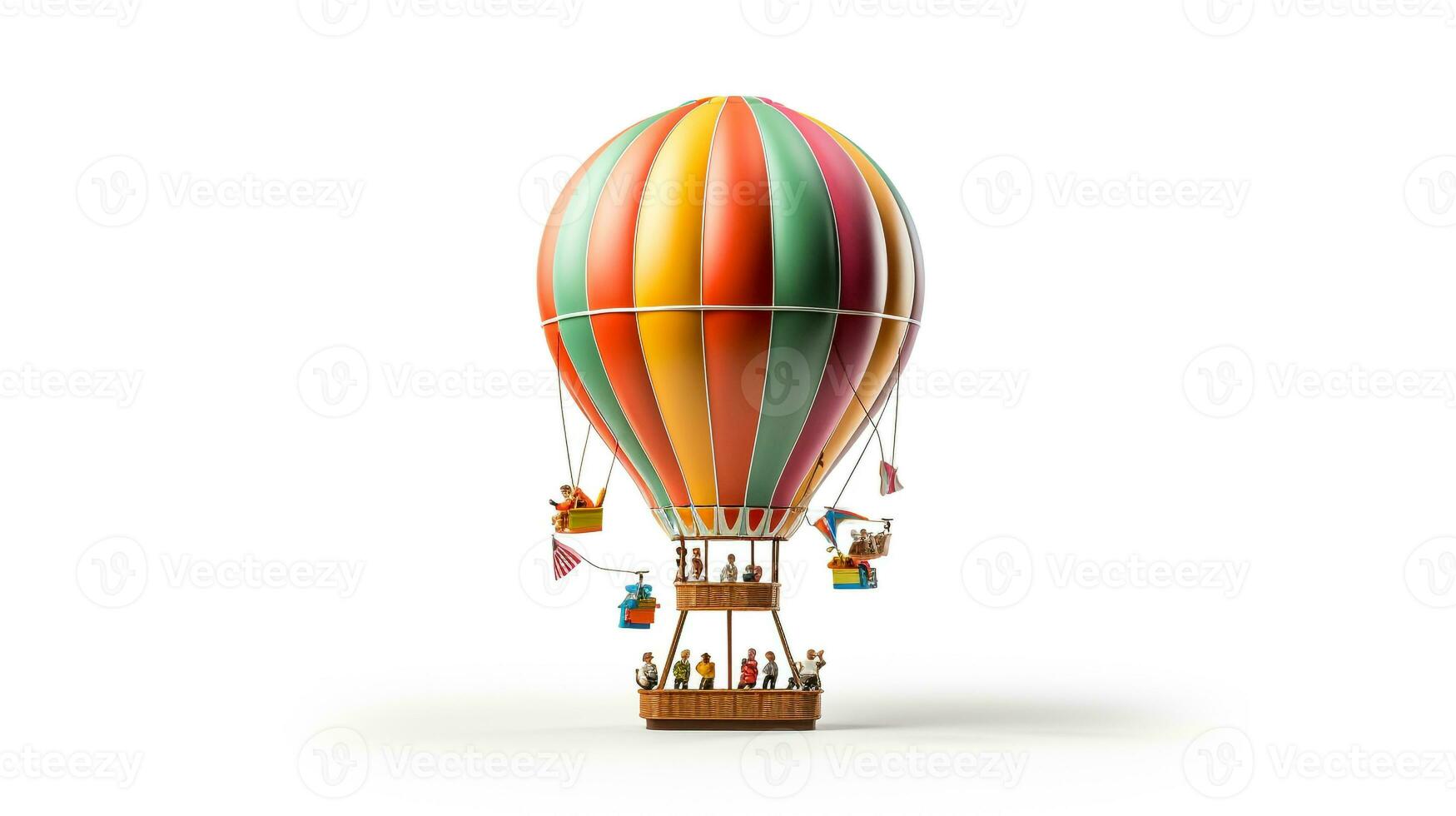 Displaying a 3D miniature Traditional Hot Air Balloon. Generative AI photo