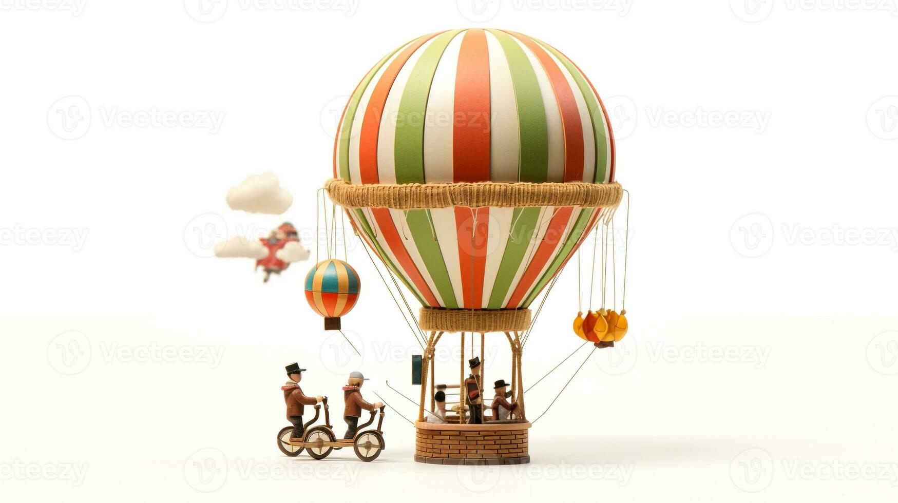 Displaying a 3D miniature Traditional Hot Air Balloon. Generative AI photo