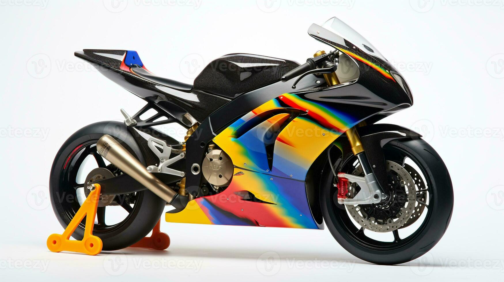 Displaying a 3D miniature Sport Bike. Generative AI photo