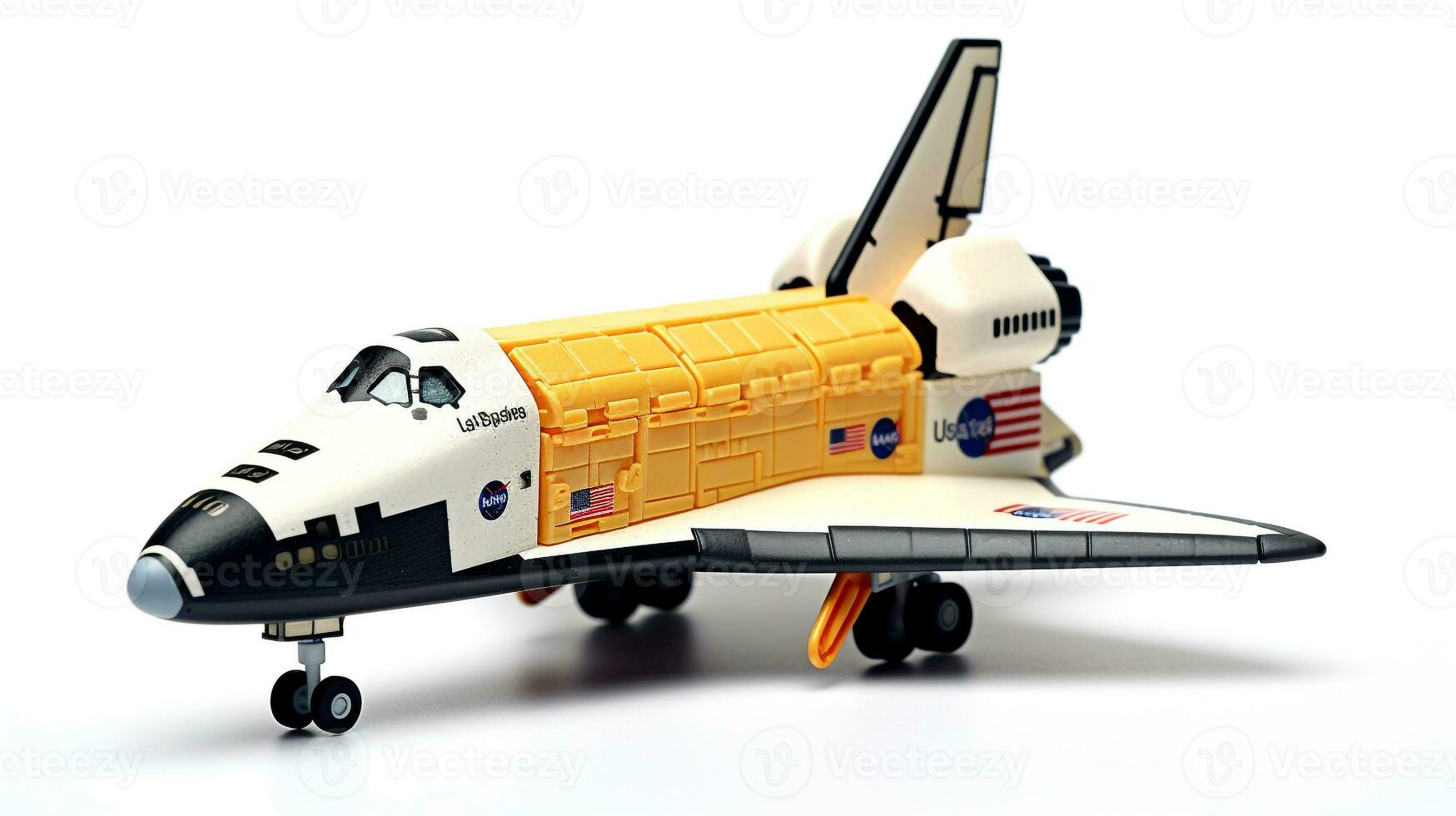 Displaying a 3D miniature Space Shuttle Challenger. Generative AI photo