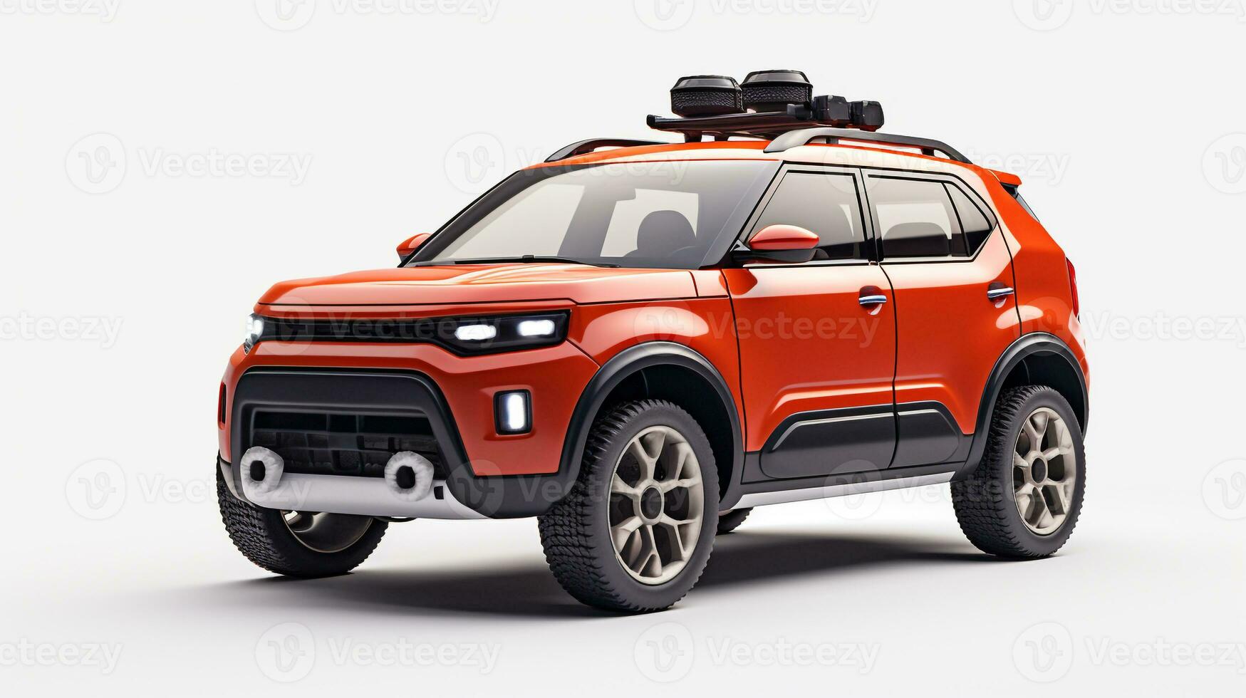 Displaying a 3D miniature SUV - Sports Utility Vehicle. Generative AI photo