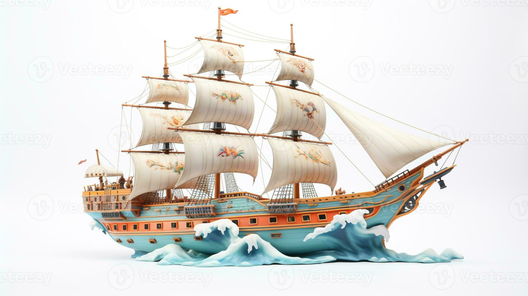 Displaying a 3D miniature Ship. Generative AI photo