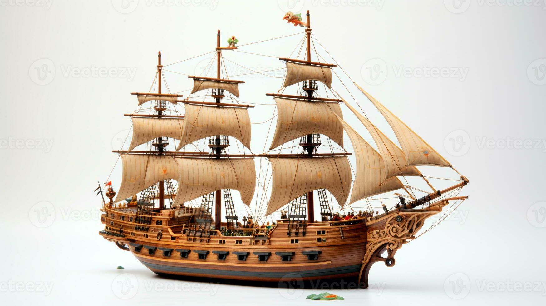 Displaying a 3D miniature Ship. Generative AI photo