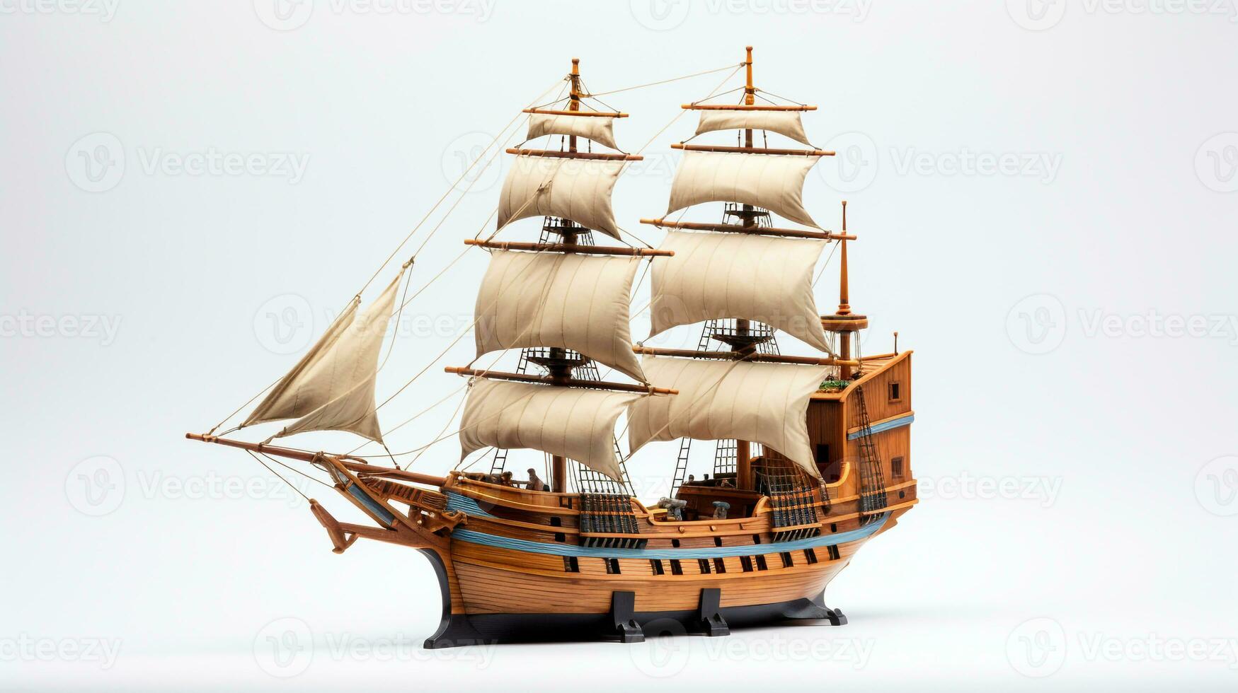 Displaying a 3D miniature Ship. Generative AI photo