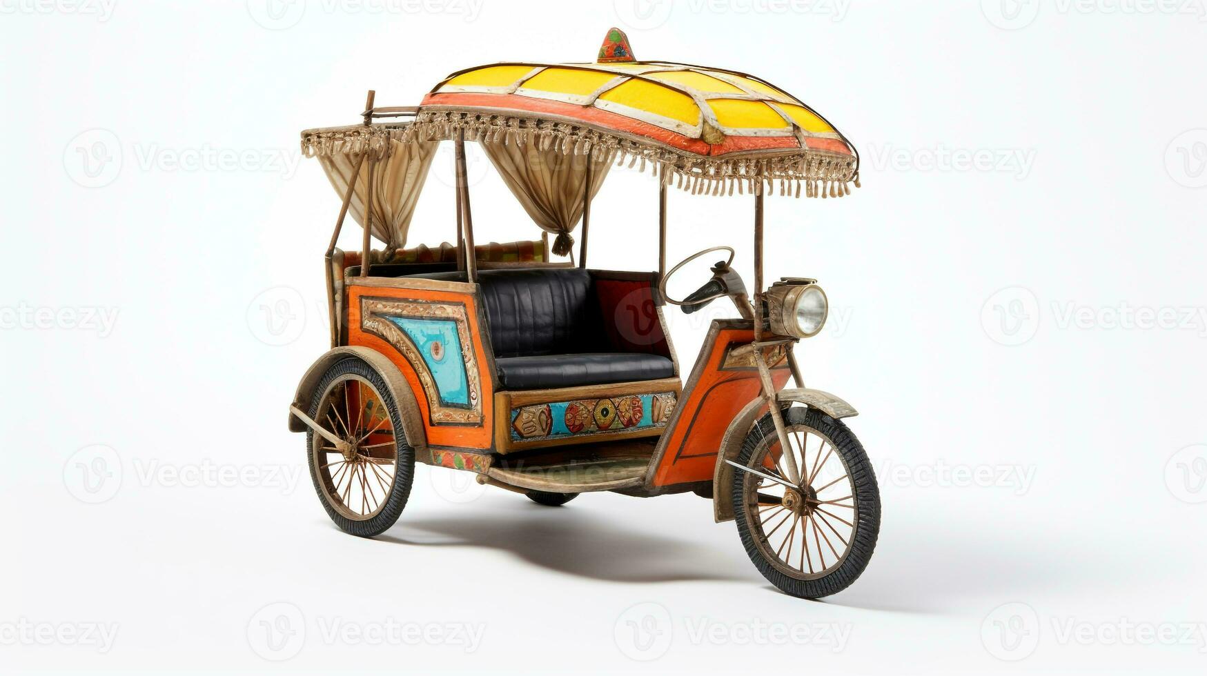 Displaying a 3D miniature Rickshaw. Generative AI photo