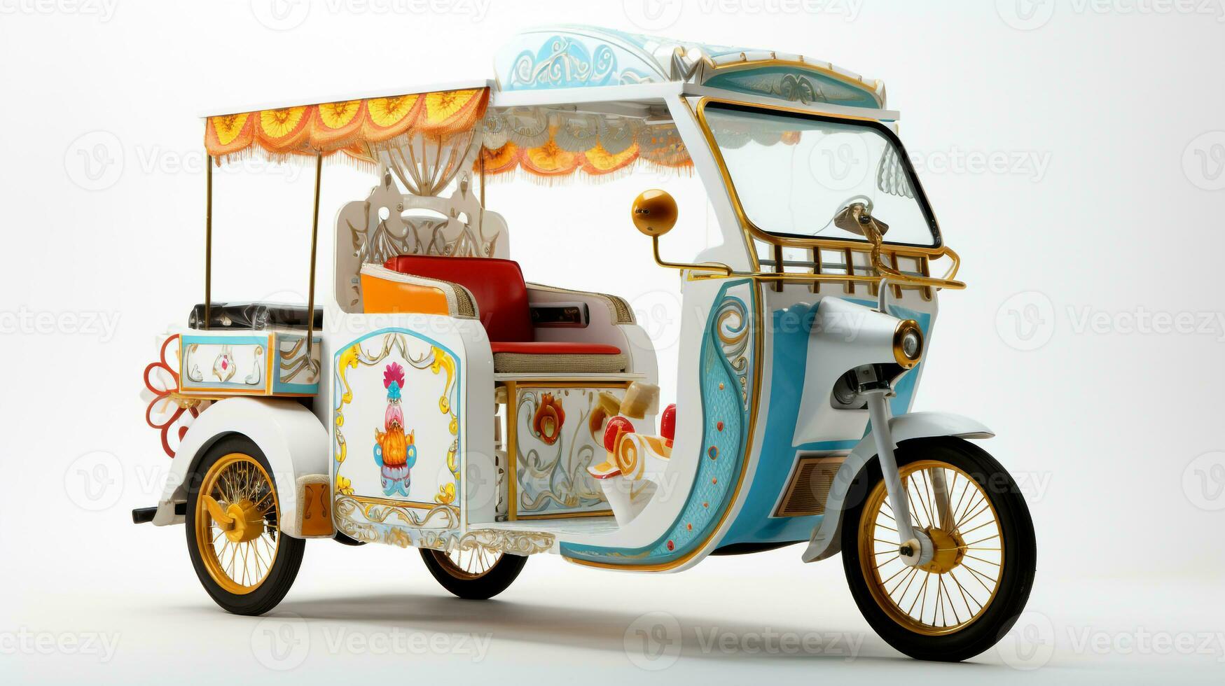 Displaying a 3D miniature Rickshaw. Generative AI photo
