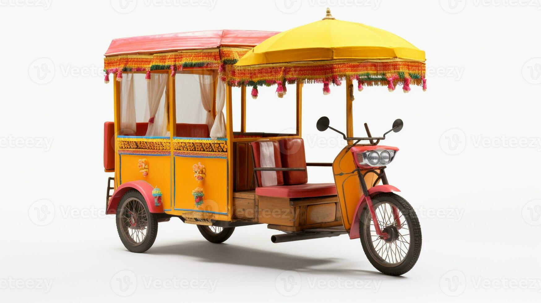 Displaying a 3D miniature Rickshaw. Generative AI photo