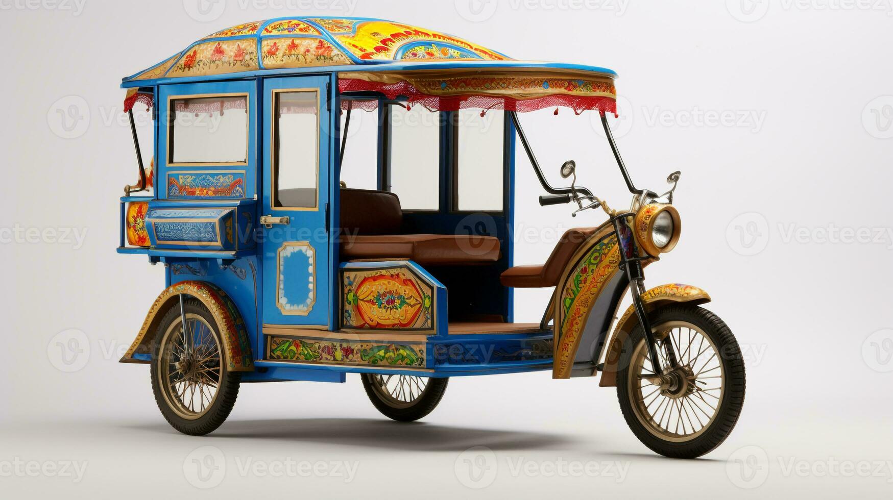 Displaying a 3D miniature Rickshaw. Generative AI photo
