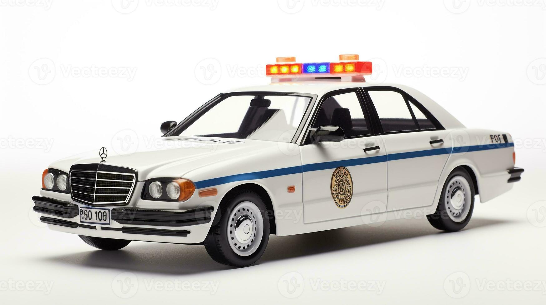 Displaying a 3D miniature Police Car. Generative AI photo