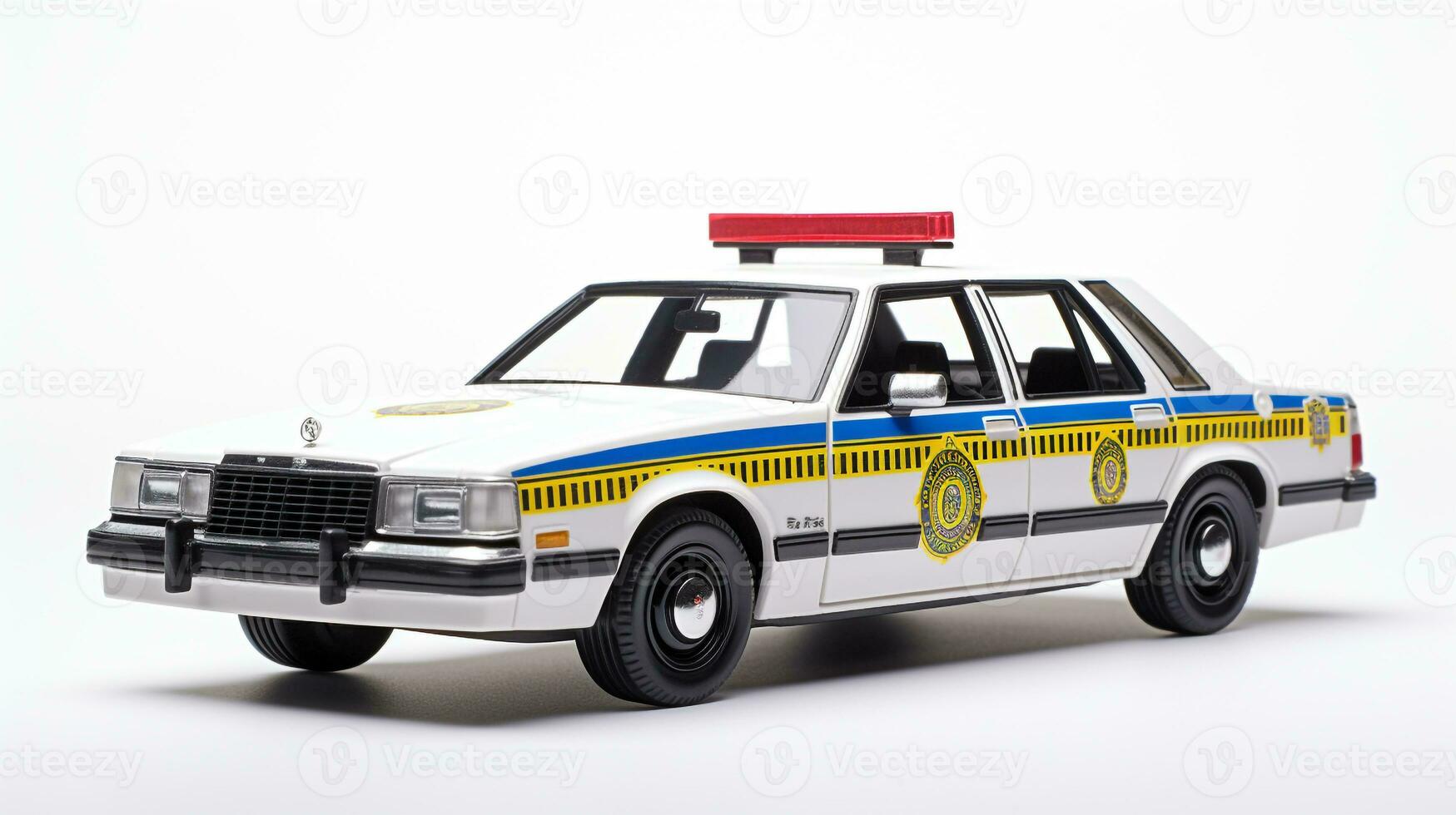 Displaying a 3D miniature Police Car. Generative AI photo