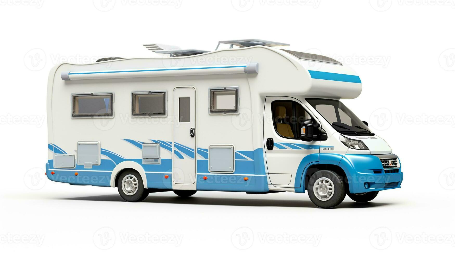 Displaying a 3D miniature RV - Recreational Vehicle. Generative AI photo