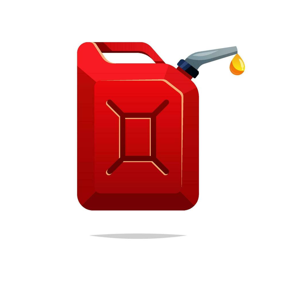 Gasoline canister with a drop fuel.Red jerrycan with fuel. vector