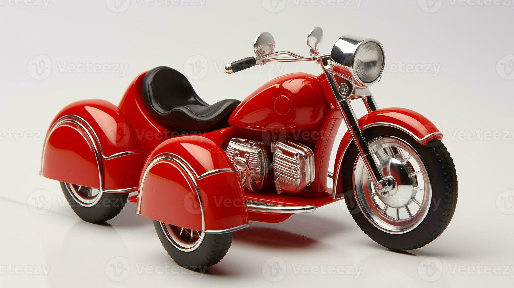 Displaying a 3D miniature Motorcycle Sidecar. Generative AI photo