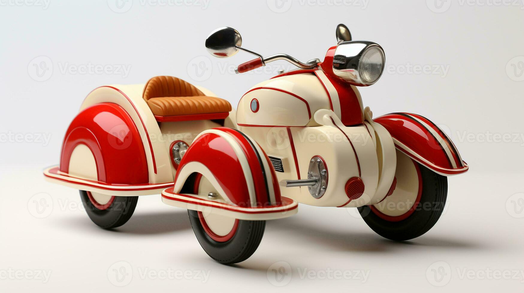 Displaying a 3D miniature Motorcycle Sidecar. Generative AI photo