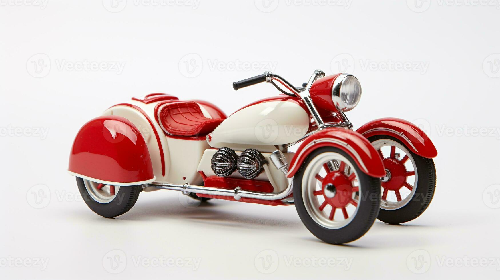 Displaying a 3D miniature Motorcycle Sidecar. Generative AI photo